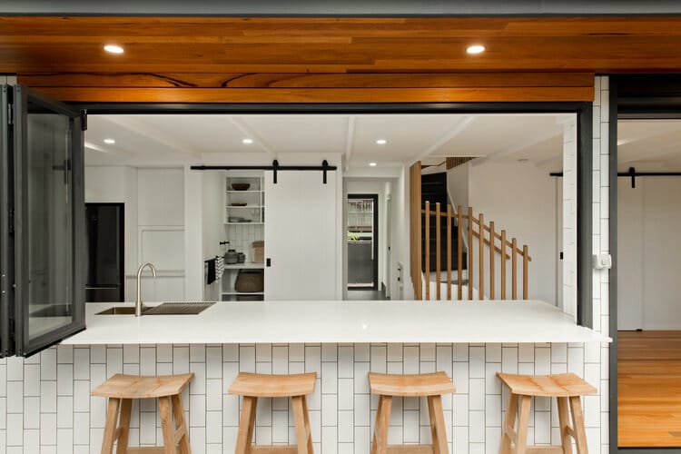 White bar in new timber home