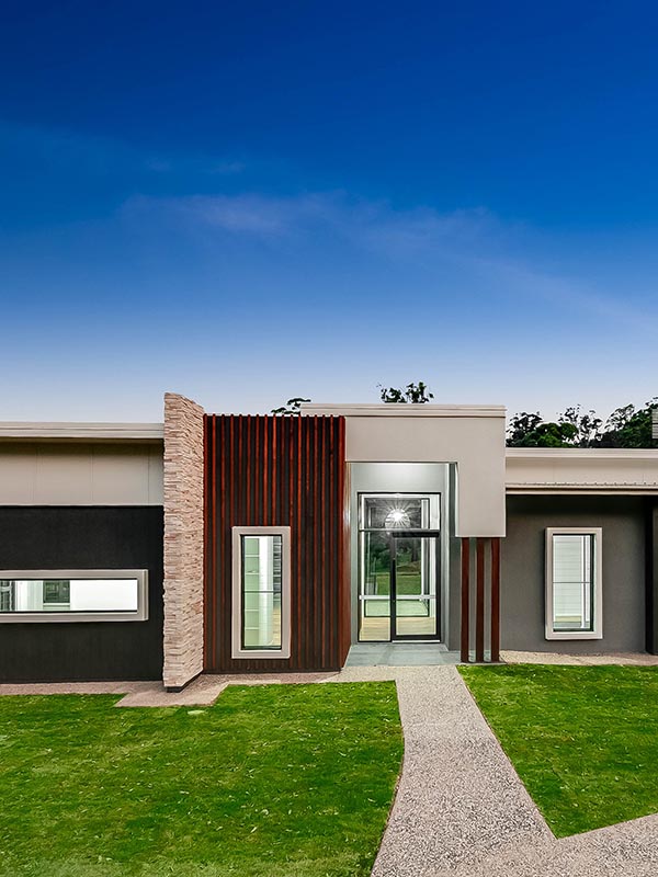 Grey stone and timber home